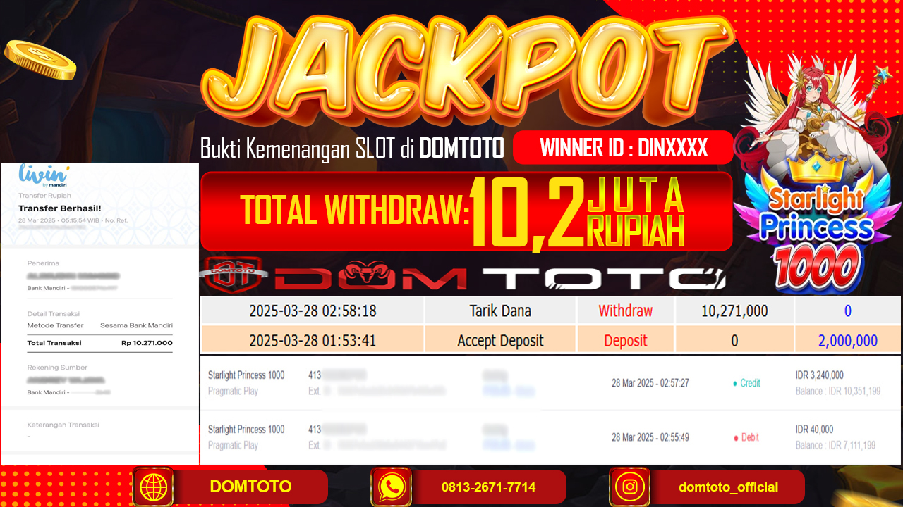 JACKPOT SLOT STARLIGHT PRINCESS 1000 28 MARET 2025